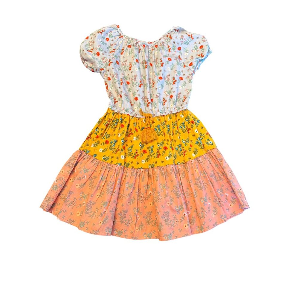 Peek Girls Floral Tiered Dress With Tassel Detail Size 6/7 Cottage Prairie Summe